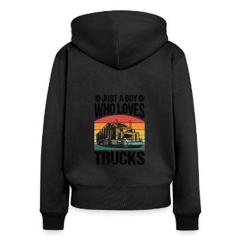 Truck LKW Lastkraftwagen Boy Junge Kind - Frauen Premium Bio Zip Hoodie - Schwarz - Hinten - Julia (174cm)