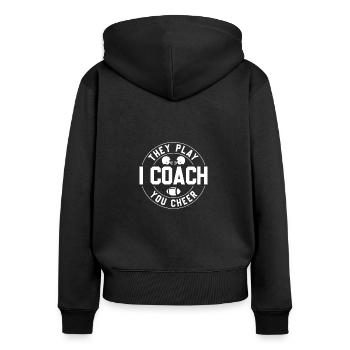 Ils jouent I Coach You Cheer, entraîneur de football - Sweat à capuche zippé Premium bio Femme - noir - Dos - Julia (174cm)
