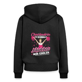 Cheerleaderin wie ein normales Mädchen nur cooler - Frauen Premium Bio Zip Hoodie - Schwarz - Hinten - Julia (174cm)