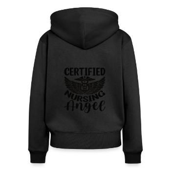 femme mère infirmière maman médecine - Sweat à capuche zippé Premium bio Femme - noir - Dos - Julia (174cm)