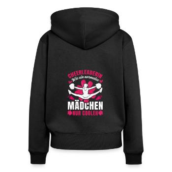 Cheerleaderin wie ein normales Mädchen nur cooler - Frauen Premium Bio Zip Hoodie - Schwarz - Hinten - Julia (174cm)