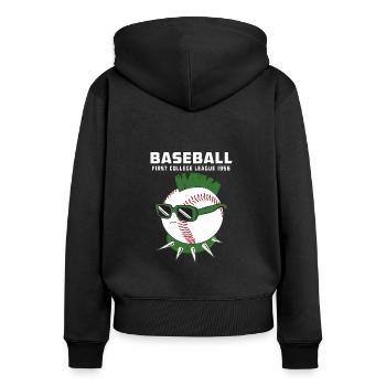 BASEBALL - Frauen Premium Bio Zip Hoodie - Schwarz - Hinten - Julia (174cm)