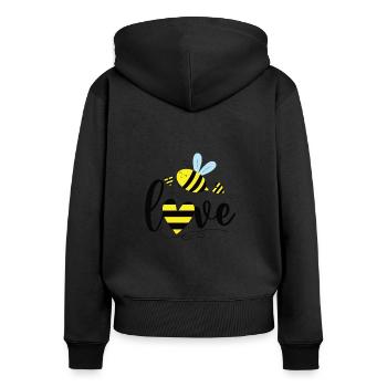 Biene - Frauen Premium Bio Zip Hoodie - Schwarz - Hinten - Julia (174cm)