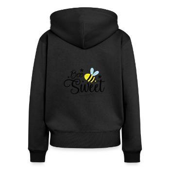 Biene - Frauen Premium Bio Zip Hoodie - Schwarz - Hinten - Julia (174cm)