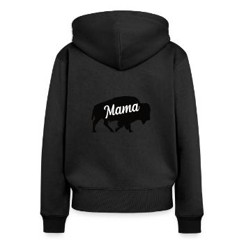 Buffle bœuf maman famille enfants bison bœuf - Sweat à capuche zippé Premium bio Femme - noir - Dos - Julia (174cm)
