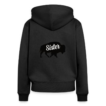 Bison Frère Bœuf Buffalo Zoo Père Soeur Agriculteur - Sweat à capuche zippé Premium bio Femme - noir - Dos - Julia (174cm)