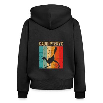 xxx Dinosaurier Kinder Dino Geschenk - Frauen Premium Bio Zip Hoodie - Schwarz - Hinten - Julia (174cm)