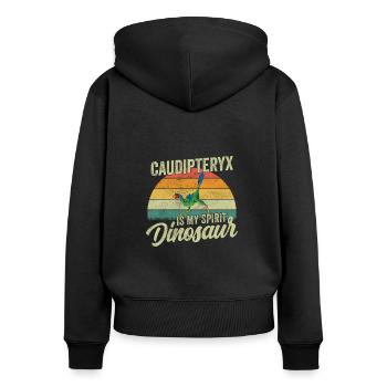 xxx Dinosaurier Kinder Dino Geschenk - Frauen Premium Bio Zip Hoodie - Schwarz - Hinten - Julia (174cm)