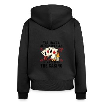 Poker Casino Poker Player Gambling Roulette Gift - Women's Premium Organic Zip Hoodie - black - Back - Julia (174cm)
