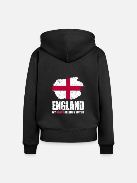 England Fahne - Frauen Premium Bio Zip Hoodie - Schwarz