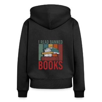 I Read Banned Books Bücher Bibliothek - Frauen Premium Bio Zip Hoodie - Schwarz - Hinten - Julia (174cm)