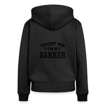 Bankangestellter Bank Bankier Geldinstitut - Frauen Premium Bio Zip Hoodie - Schwarz - Hinten - Julia (174cm)
