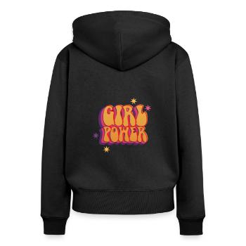 Girl Power Woman Power - Women's Premium Organic Zip Hoodie - black - Back - Julia (174cm)
