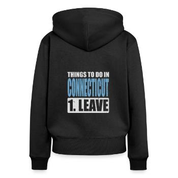 Connecticut Meme - Frauen Premium Bio Zip Hoodie - Schwarz - Hinten - Julia (174cm)