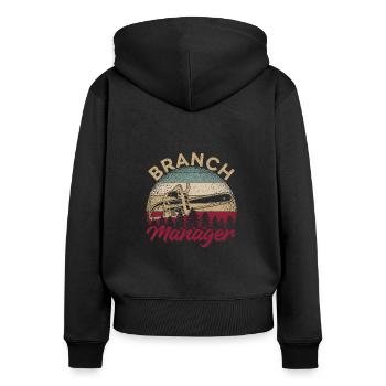 Branch Manager Zweige Äste Förster Forstwirt - Frauen Premium Bio Zip Hoodie - Schwarz - Hinten - Julia (174cm)