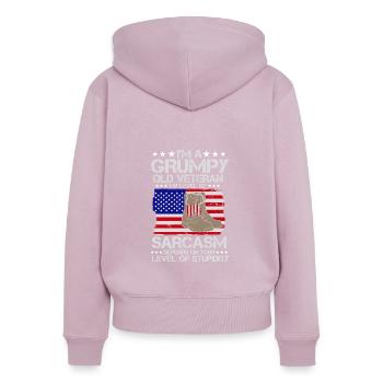 Grumpy Old Veterans Army US Patriot Father - Women's Premium Organic Zip Hoodie - dusky pink - Back - Julia (174cm)