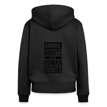 Animal welfare Nature conservation Respect animal rights - Women's Premium Organic Zip Hoodie - black - Back - Julia (174cm)