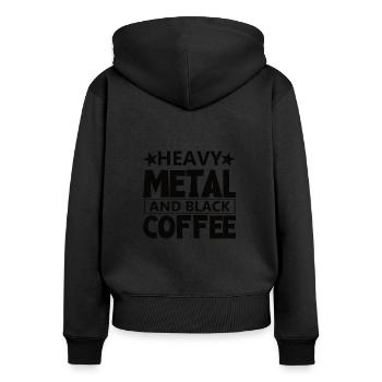 Café et Heavy Metal Rock Heavy Metal Metalhead - Sweat à capuche zippé Premium bio Femme - noir - Dos - Julia (174cm)