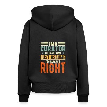 Conservateur - Sweat à capuche zippé Premium bio Femme - noir - Dos - Julia (174cm)