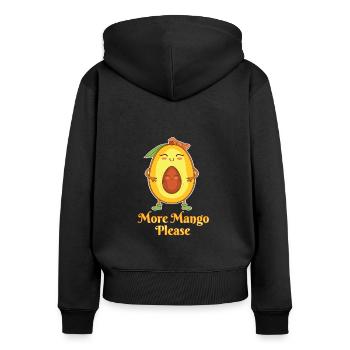 Mehr Mango Bitte Obstliebhaber Süßes Gesicht Humor - Frauen Premium Bio Zip Hoodie - Schwarz - Hinten - Julia (174cm)