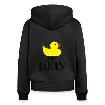 Entenfamilie Gummienten Badeente Entchen - Frauen Premium Bio Zip Hoodie - Schwarz - Hinten - Julia (174cm)