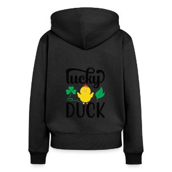 Entenfamilie Gummienten Badeente Entchen - Frauen Premium Bio Zip Hoodie - Schwarz - Hinten - Julia (174cm)