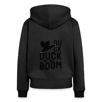 Chasse Chasseur Forêt Sauvage Chasse Canard Nature Cadeau - Sweat à capuche zippé Premium bio Femme - noir - Dos - Julia (174cm)