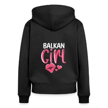 Balkan Girl Croatie Albanie Kosovo Bosnie - Sweat à capuche zippé Premium bio Femme - noir - Dos - Julia (174cm)