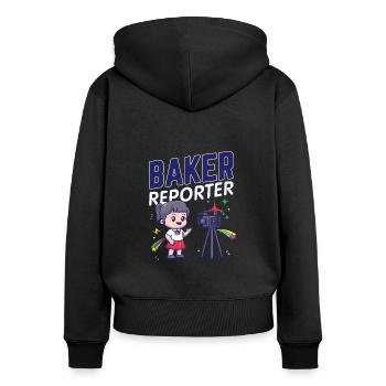 Baker Reporter Caméra Microphone Girl Stars Citation - Sweat à capuche zippé Premium bio Femme - noir - Dos - Julia (174cm)