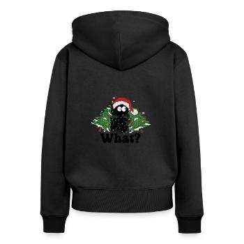 Chat Noël Noël Cadeau de chat - Sweat à capuche zippé Premium bio Femme - noir - Dos - Julia (174cm)