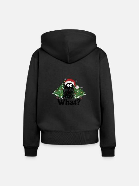 Cat Christmas Christmas Cat Gift - Women's Premium Organic Zip Hoodie - black