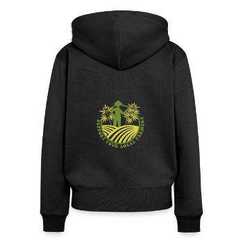 Soutenez vos agriculteurs locaux, Weed Cannabis 420 - Sweat à capuche zippé Premium bio Femme - noir - Dos - Julia (174cm)
