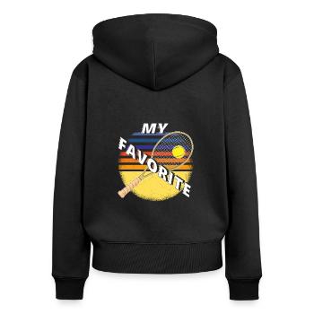 TENNIS MY FAVORITE - Frauen Premium Bio Zip Hoodie - Schwarz - Hinten - Julia (174cm)