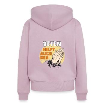 BETEN HILFT AUCH MIR - Frauen Premium Bio Zip Hoodie - Altrosa - Hinten - Julia (174cm)