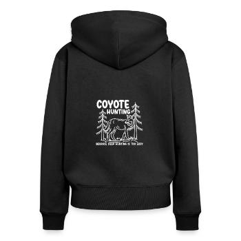 Because Deer Hunting Is Too Easy, Kojoten Jagd - Frauen Premium Bio Zip Hoodie - Schwarz - Hinten - Julia (174cm)