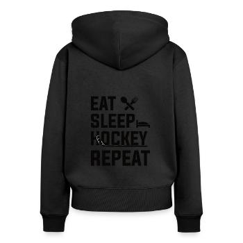 Eishockey Verein Team Sport Geschenk - Frauen Premium Bio Zip Hoodie - Schwarz - Hinten - Julia (174cm)