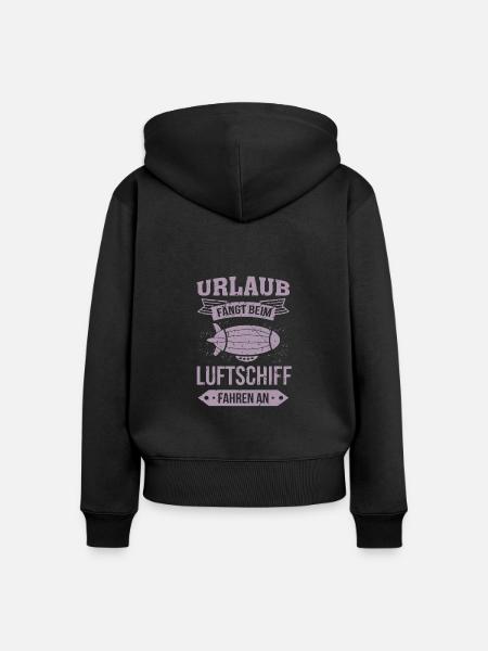 Luftschiff Urlaub fängt an - Frauen Premium Bio Zip Hoodie - Schwarz