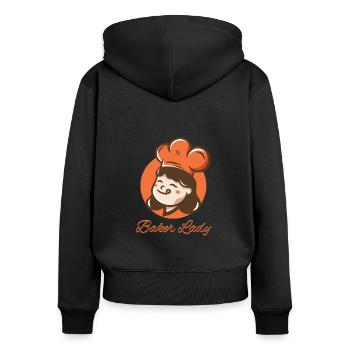 Baker Lady Girl Chef's Hut Cook Teig Geschenk - Frauen Premium Bio Zip Hoodie - Schwarz - Hinten - Julia (174cm)