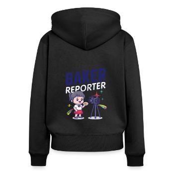 Baker Reporter Caméra Microphone Girl Stars Citation - Sweat à capuche zippé Premium bio Femme - noir - Dos - Julia (174cm)