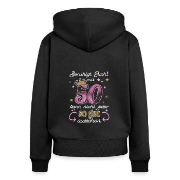 50. Geburtstag Frauen Damen 50 Jahre Geschenk - Frauen Premium Bio Zip Hoodie - Schwarz - Hinten - Julia (174cm)