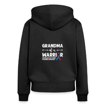 Grand-mère d’un guerrier, ruban rouge et bleu HLHS - Sweat à capuche zippé Premium bio Femme - noir - Dos - Julia (174cm)