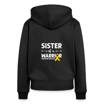 Soeur D’un Guerrier, Ruban Jaune Spina Bifida - Sweat à capuche zippé Premium bio Femme - noir - Dos - Julia (174cm)