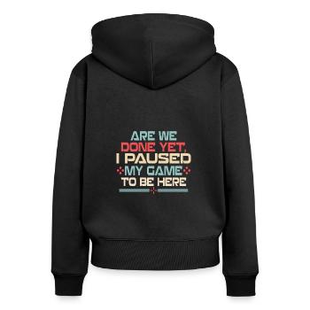 Conception de jeu Je possède mon jeu ici - Sweat à capuche zippé Premium bio Femme - noir - Dos - Julia (174cm)