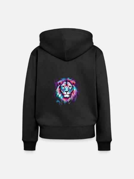 Löwe Kunst Malerei - Frauen Premium Bio Zip Hoodie - Schwarz