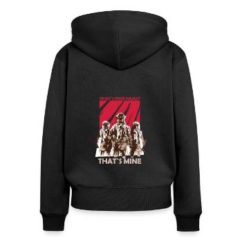 Feuerwehr Feuerwehrmann - Frauen Premium Bio Zip Hoodie - Schwarz - Hinten - Julia (174cm)