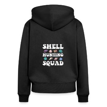 Shell Hunting Squad, Muscheln sammeln - Frauen Premium Bio Zip Hoodie - Schwarz - Hinten - Julia (174cm)