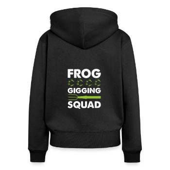 Frog Gigging Squad, Frog Hunt - Women's Premium Organic Zip Hoodie - black - Back - Julia (174cm)