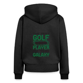 Golf Golfer Gift Hobby Club Quote - Women's Premium Organic Zip Hoodie - black - Back - Julia (174cm)