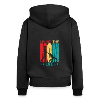 Coole Mama, die lustig sagt - Frauen Premium Bio Zip Hoodie - Schwarz - Hinten - Julia (174cm)