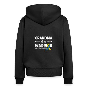 Grandma Of A Warrior, Schleife Downsyndrom - Frauen Premium Bio Zip Hoodie - Schwarz - Hinten - Julia (174cm)